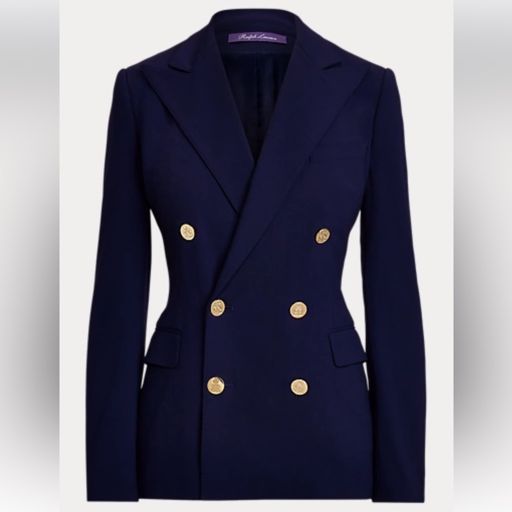 Ralph Lauren Navy Blue Camden Wool Crepe Jacket
